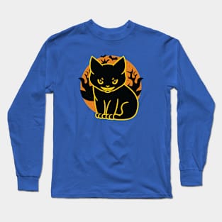 Spooky Halloween Black Cat Long Sleeve T-Shirt